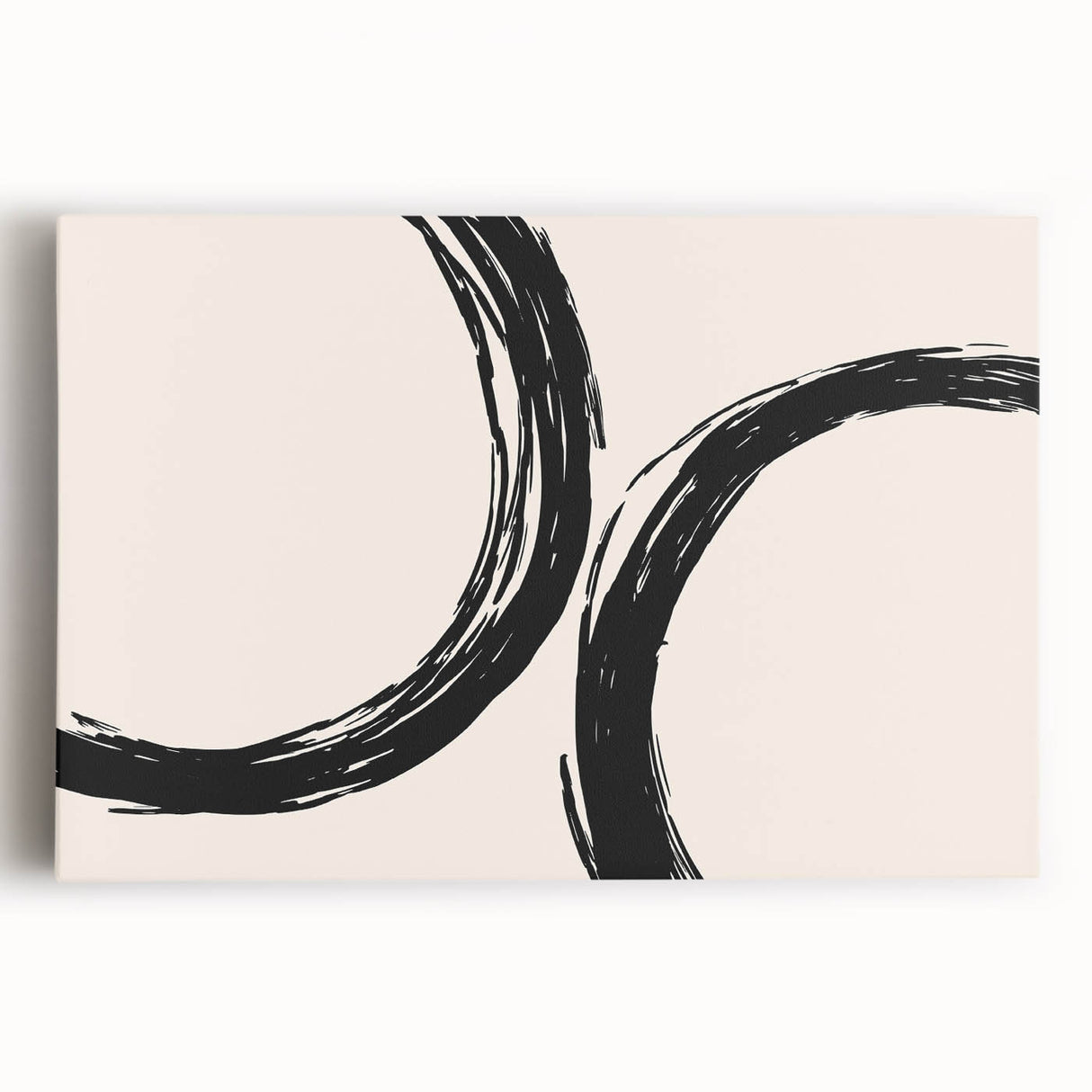 Abstract minimalist wall art featuring a geometric design in soft pastel colors, printed on a stretched canvas, perfect for modern home decor.