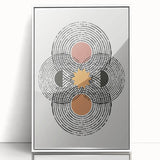 Framed abstract minimalist wall art with a white border, showcasing a soft color palette of pastels, ideal for modern home decor. Perfect for enhancing living spaces.