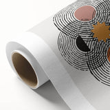 Abstract minimalist wall art design featuring soft pastel colors and geometric shapes on rolled canvas, perfect for modern home decor or office settings.