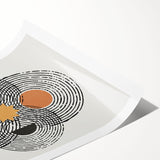 Abstract minimalist design wall art print featuring soft pastel colors and geometric shapes, rolled and ready for framing, showcasing modern artistic style.