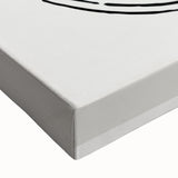 Close-up view of a stretched canvas featuring an abstract minimalist wall art design, showcasing soft pastel colors and organic shapes, ideal for modern decor.