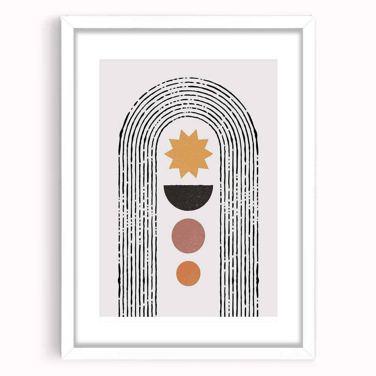 Abstract minimalist wall art featuring a 153 design in a sleek white frame with a mat, showcasing a modern aesthetic perfect for contemporary home decor. Ideal for adding a touch of elegance to living spaces, this artwork emphasizes simplicity and style.