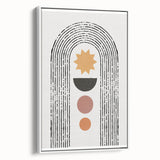 Framed canvas wall art featuring an abstract minimalist design with soft white tones and subtle textures, displayed from a side view to highlight its depth and craftsmanship.