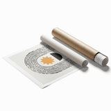 Abstract minimalist wall art print featuring a serene blend of soft pastel colors and geometric shapes, rolled and ready for display in a stylish home or office setting.