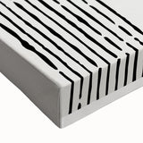 Close-up of a vibrant abstract minimalist design featuring soft pastel colors, showcasing an intricate geometric pattern on a stretched canvas wall art piece.