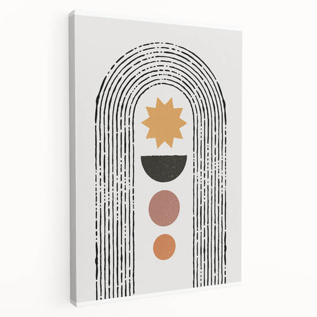 Abstract minimalist wall art collection featuring a stretched canvas design with soft beige and gray tones, showcasing a contemporary aesthetic ideal for modern interiors.