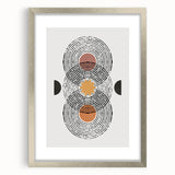Abstract minimalist wall art design in a silver frame with a mat, showcasing a modern aesthetic. Ideal for contemporary home decor, adding elegance to any space.