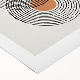 Abstract minimalist wall art design on rolled canvas, featuring soft pastel colors and geometric shapes, ideal for modern home decor. Packaged securely in a cardboard tube for safe delivery.