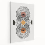 Abstract minimalist wall art featuring a geometric design with soft pastel colors, displayed on a stretched canvas in a side view, perfect for modern home decor. Ideal for enhancing contemporary interiors with artistic flair.