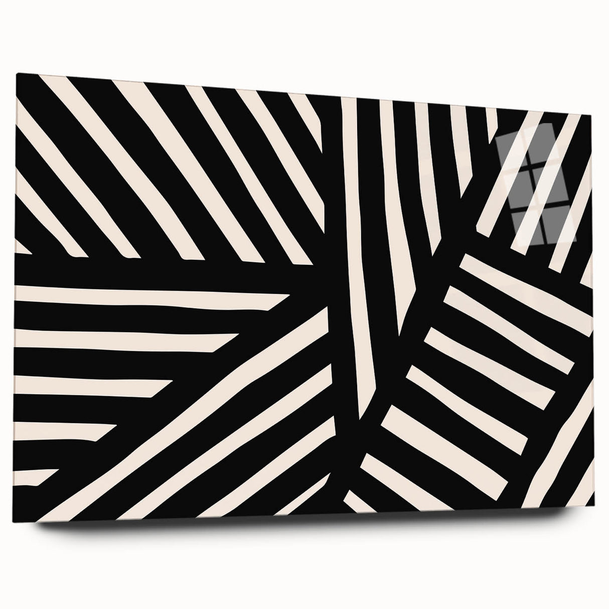 Abstract minimalist wall art collection featuring a sleek acrylic glass design in a side view, showcasing soft colors and clean lines, perfect for modern decor.