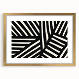 Elegant abstract minimalist wall art design featuring a gold frame with a mat, showcasing geometric shapes and soft colors, ideal for modern home decor.