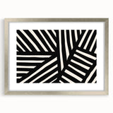 Abstract minimalist wall art design featuring a silver frame and mat, showcasing a contemporary aesthetic. Ideal for modern home decor and gallery displays.