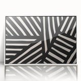 Framed abstract minimalist wall art design showcasing a monochromatic color palette with geometric shapes, displayed in a sleek white frame for modern decor.