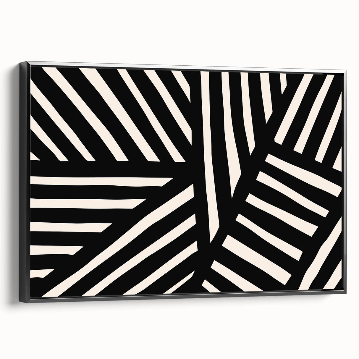 Framed canvas wall art showcasing an abstract minimalist design with soft black and white tones, emphasizing elegant simplicity and modern decor appeal.