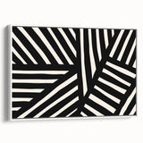 Framed canvas wall art showcasing an abstract minimalist design in neutral colors, featuring a sleek white frame and a side view perspective, perfect for modern decor.