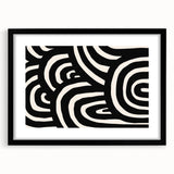 Abstract minimalist wall art featuring a black frame with a mat, showcasing a serene design ideal for modern interiors. Perfect for enhancing contemporary decor.