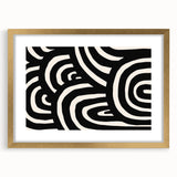 Elegant abstract minimalist wall art design featuring a gold frame with a mat, showcasing a modern aesthetic perfect for home decor. The artwork blends seamlessly into contemporary interiors, enhancing any wall space with its refined style.