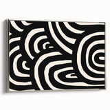 Framed canvas wall art featuring an abstract minimalist design with silver accents, showcasing a modern aesthetic suitable for contemporary home decor.