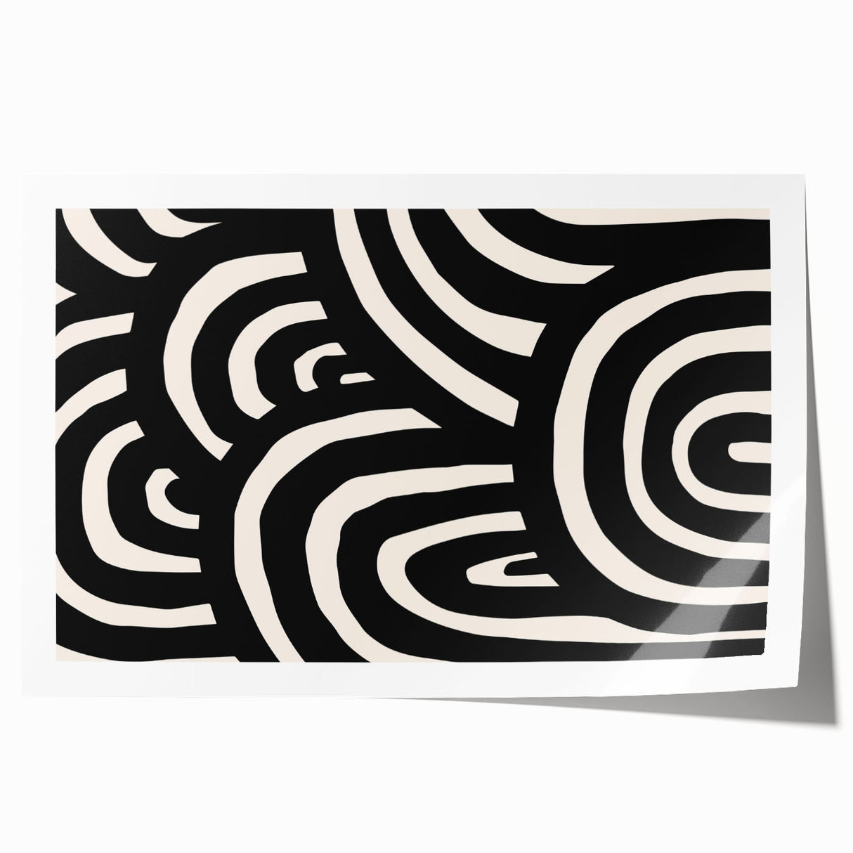 Abstract minimalist design wall art print featuring soft pastel colors and geometric shapes, elegantly rolled, suitable for modern home decor. Perfect for enhancing contemporary interiors or art collections.