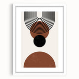 Minimalist abstract wall art design in a white frame with a mat, showcasing soft pastel colors and geometric shapes, perfect for modern home decor.