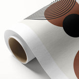 Abstract minimalist design wall art collection featuring soft pastel colors and geometric shapes, presented in a rolled canvas format for easy display and shipping.