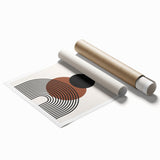 Abstract minimalist wall art print showcasing a soft color palette of muted greens and blues, rolled and ready for framing, perfect for modern decor.