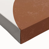 Close-up of an abstract minimalist design wall art piece, showcasing soft pastel colors and geometric shapes on stretched canvas, ideal for modern home decor.