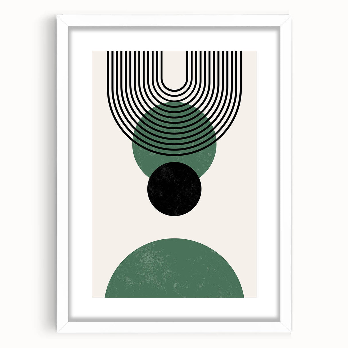 Abstract minimalist wall art featuring a white frame and mat, showcasing a modern design ideal for contemporary decor. Perfect for enhancing living spaces with elegance.
