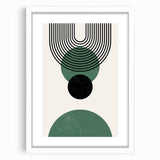 Abstract minimalist wall art featuring a white frame and mat, showcasing a modern design ideal for contemporary decor. Perfect for enhancing living spaces with elegance.