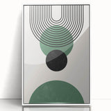 Framed minimalist wall art design featuring abstract shapes in soft tones of white and cream, showcasing a modern aesthetic perfect for contemporary interiors.