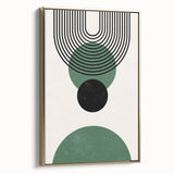 Framed canvas featuring an abstract minimalist design with gold accents, showcasing a modern wall art collection; ideal for contemporary home decor.