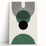 Abstract minimalist design wall art collection featuring shades of blue, beige, and white on stretched canvas, leaning against a modern light wall, perfect for contemporary décor.