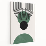 Stretched canvas showcasing an abstract minimalist design in soft pastel colors, ideal for contemporary home decor, viewed from a side angle to highlight depth and texture.