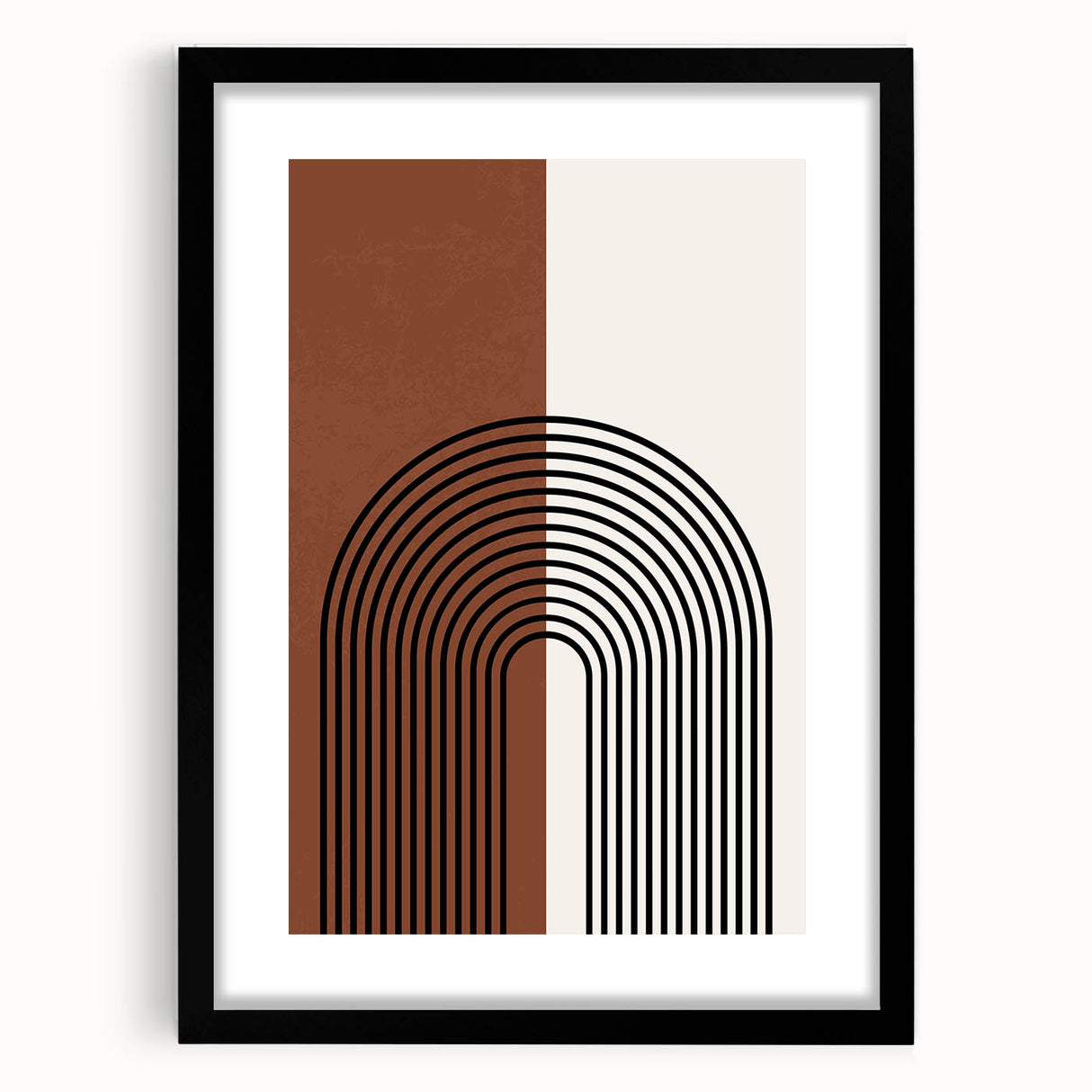 Minimalist abstract wall art framed in black with a matte finish, showcasing geometric shapes and muted colors, perfect for modern home decor and aesthetics.