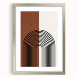 Minimalist abstract wall art in a sleek silver frame with matting, showcasing soft geometric shapes in muted tones, ideal for modern home decor and stylish interiors.