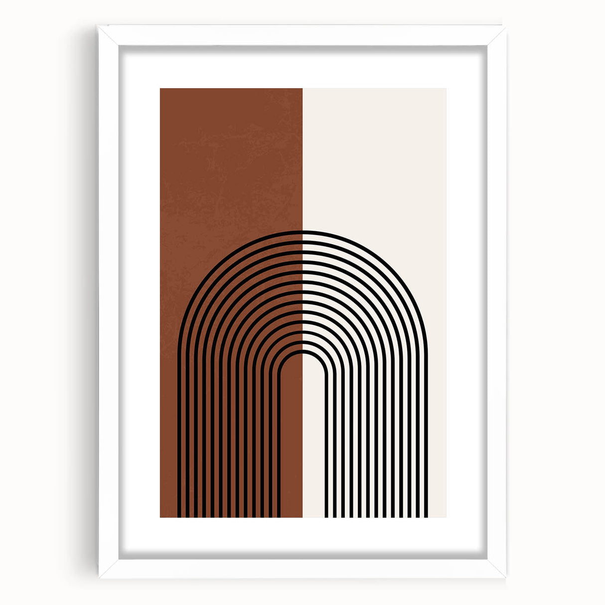 Minimalist abstract wall art framed with a white mat, showcasing subtle geometric patterns in soft pastel colors, perfect for modern home decor.