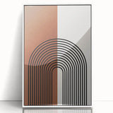 Framed acrylic wall art featuring an abstract minimalist design with soft colors and geometric shapes, perfect for modern home decor. The artwork is displayed in a sleek white frame, enhancing its contemporary appeal.