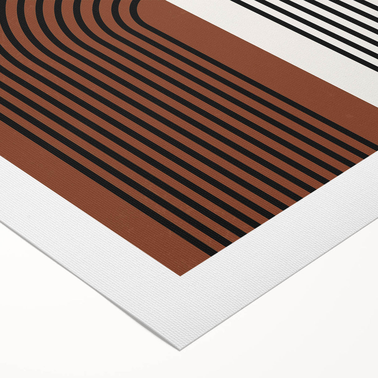 Abstract minimalist wall art design showcasing a vibrant, colorful geometric pattern on rolled canvas, packaged securely in a cardboard tube for easy shipping and display.