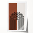 Abstract minimalist wall art print showcasing vibrant colors and geometric shapes, rolled up for shipping in a protective cardboard tube, ideal for modern decor.