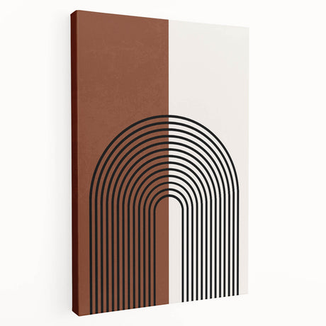 Abstract minimalist wall art on stretched canvas, showcasing soft pastels and geometric shapes, ideal for modern home decor. Side view highlights its clean lines and sleek finish, perfect for enhancing any living space or gallery wall.