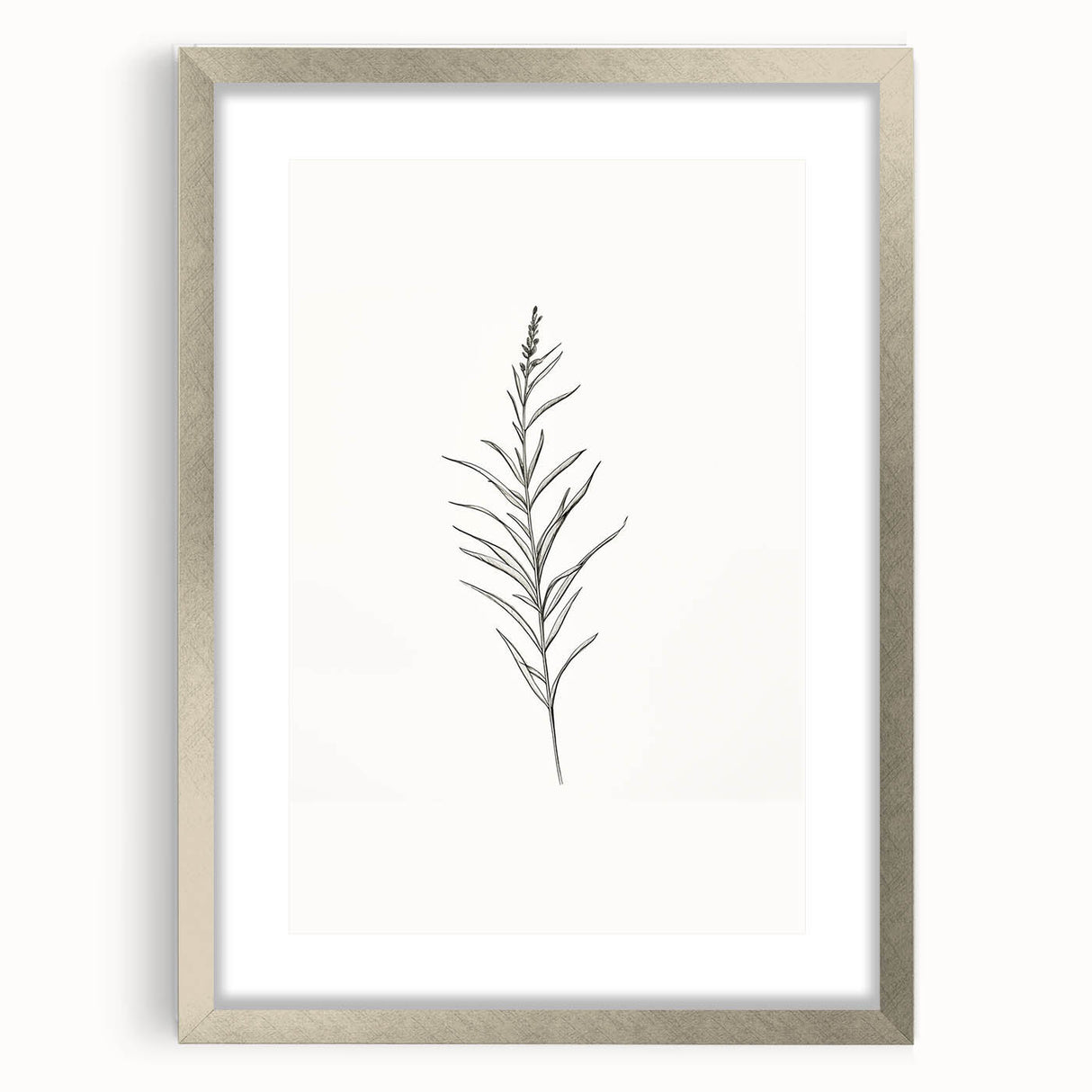 Framed abstract minimalist wall art design in silver, showcasing geometric shapes and soft colors, ideal for modern home decor.