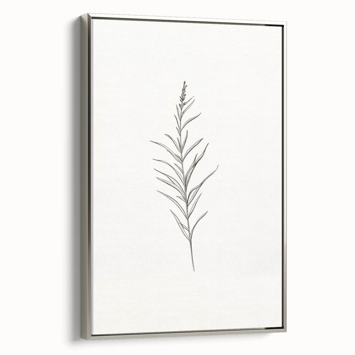 Framed abstract minimalist wall art design in silver, showcasing geometric shapes and soft colors, perfect for modern home decor.