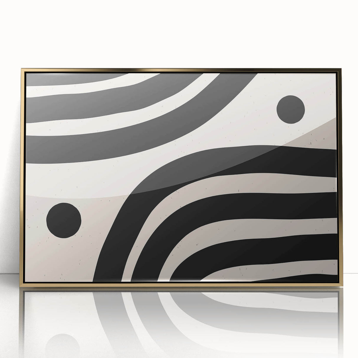 Framed abstract minimalist wall art design featuring a gold-accented acrylic finish, ideal for modern decor. Perfect for enhancing contemporary living spaces.
