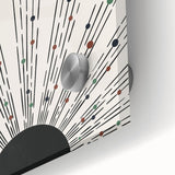 Close-up view of a sleek abstract minimalist wall art piece, showcasing a vibrant acrylic and glass design with intricate textures, perfect for modern decor.