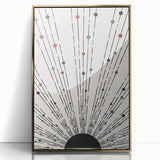 Framed acrylic wall art showcasing an abstract minimalist design with gold accents, perfect for modern decor. Ideal for enhancing living spaces with elegance.