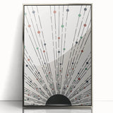 Framed abstract minimalist wall art in silver acrylic, showcasing elegant geometric patterns against a soft white background, perfect for modern decor.