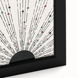 Close-up of framed abstract minimalist wall art featuring geometric shapes in soft earth tones, perfect for modern home decor or office interiors.