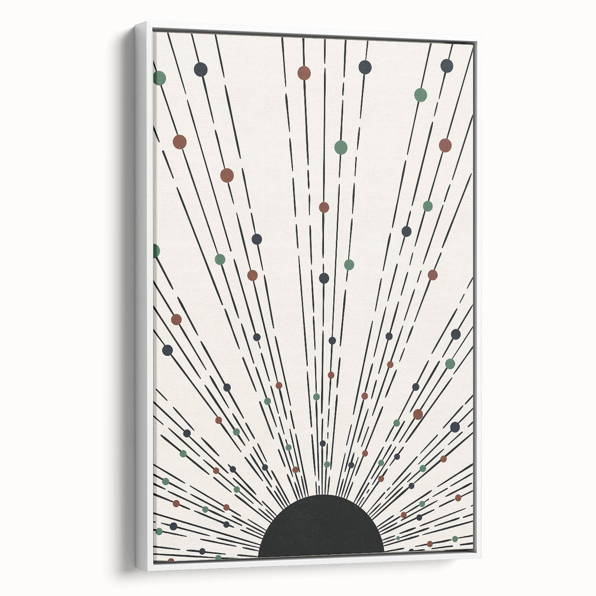 Framed abstract minimalist wall art collection showcasing a sleek white design, perfect for modern decor, displayed from a side view to highlight its depth and elegance.