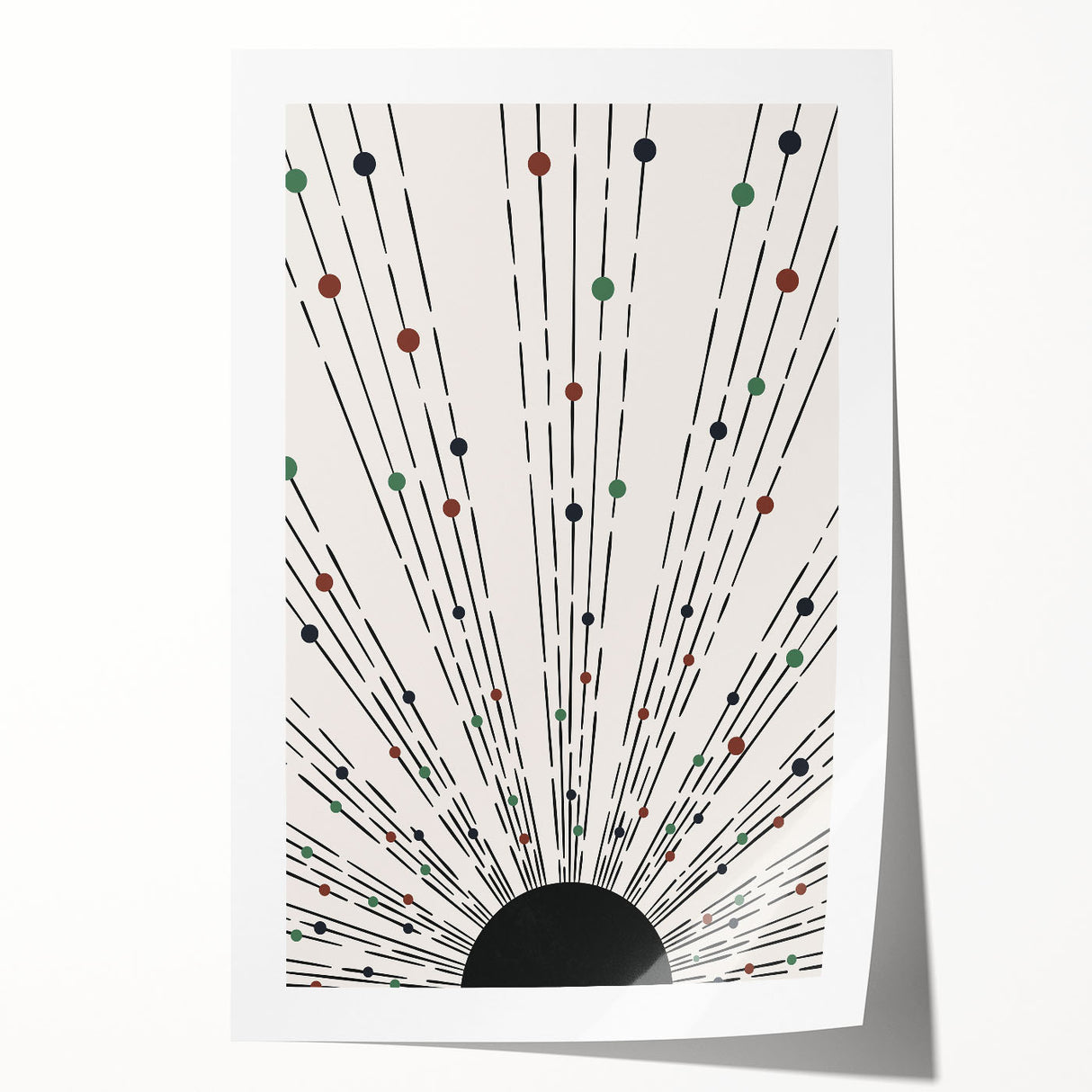 Abstract minimalist wall art print showcasing soft pastel colors and geometric shapes, designed for modern decor, rolled and ready for framing or display.