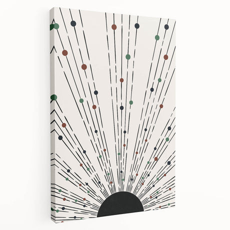 Stretched canvas showcasing an abstract minimalist design with soft earth tones, displayed from a side view, ideal for modern home decor and artistic spaces.